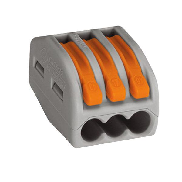  Conector Automático Tripolar Nylon Cinza Wago 