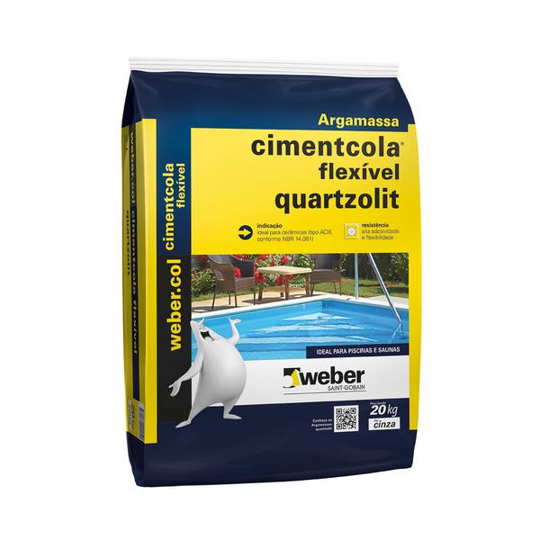  Argamassa Colante ACIII Flex para Assentamento de Cerâmicas Piscinas Saunas e Fachadas Cinza Saco de 20Kg Quartzolit 