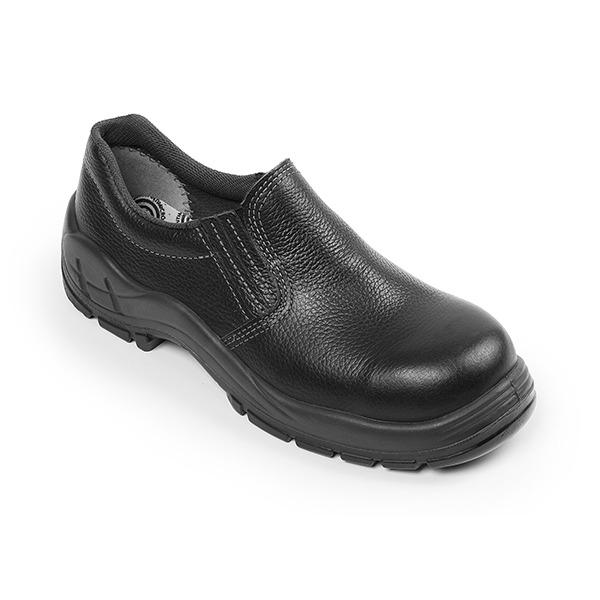  Sapato Elástico Couro Vaqueta Preto com Biqueira Plástico Bracol 