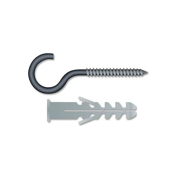  Cartela 4 Ganchos 5x50mm Preto com Bucha Standers 