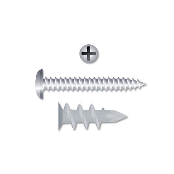  Cartela com 2 Buchas para Drywall 38mm Plástico Standers 